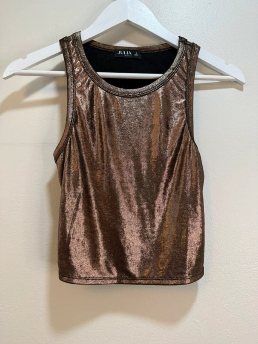 Liquid Slinky Bronze Metallic Shiny Bratz Raceback Tank Top